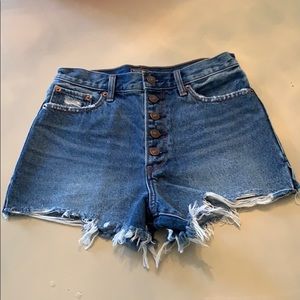 High rise denim shorts